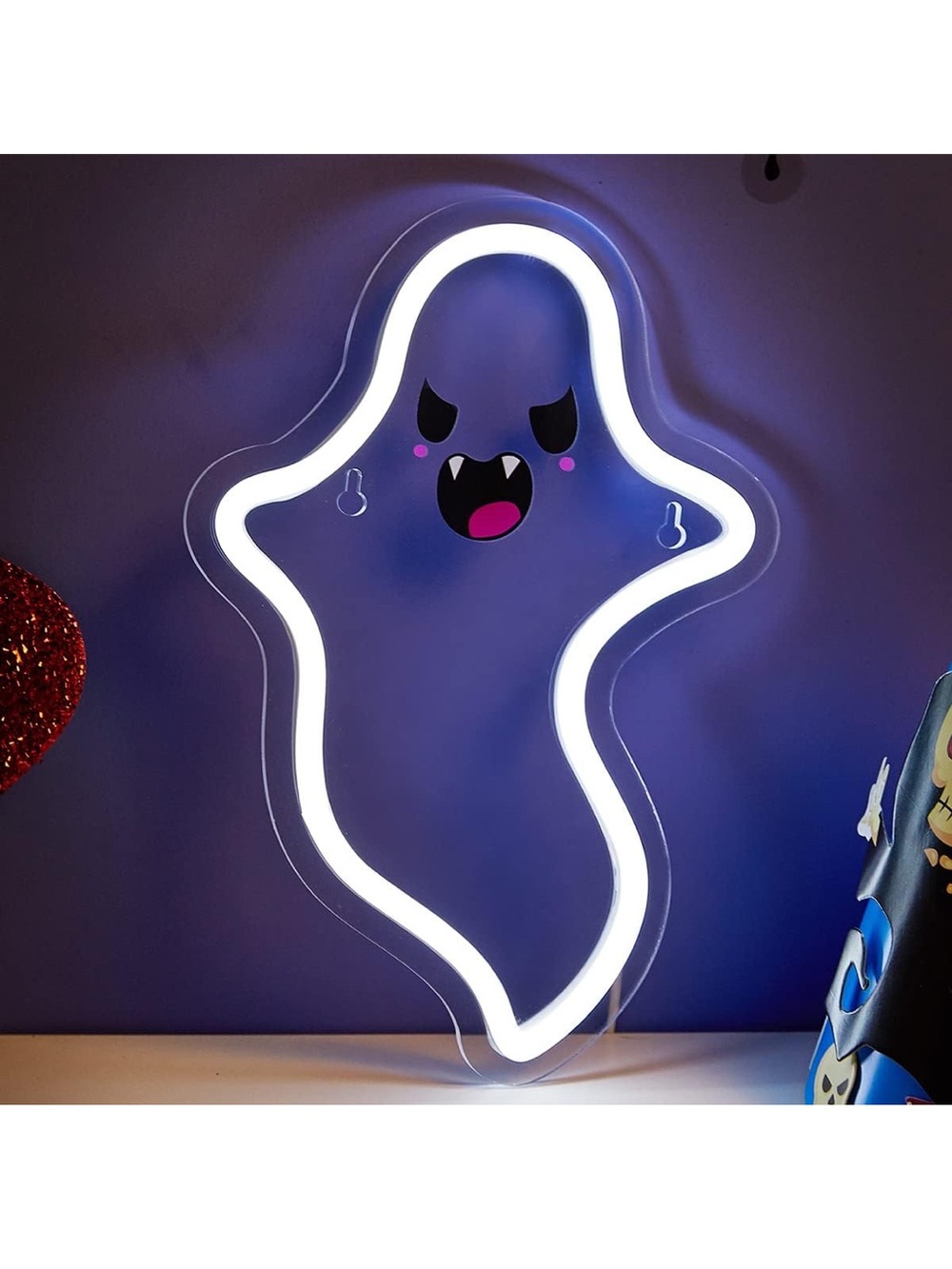 Amazon LED Ghost Sign For Halloween USB Powered Neon Light Halloween 3D